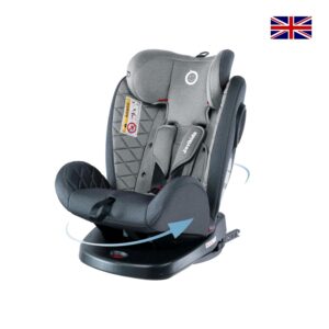 Jovikids Isofix with Top Tether 360 Degree Swivel Car Seat, Group 0/1/2/3 (WD002) Grey Age- newborn to 12 Years