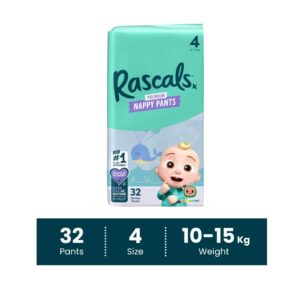 Rascals Premium Cocomelon Training Diaper Pants- Size 4, 10-15 kg, 32 Count